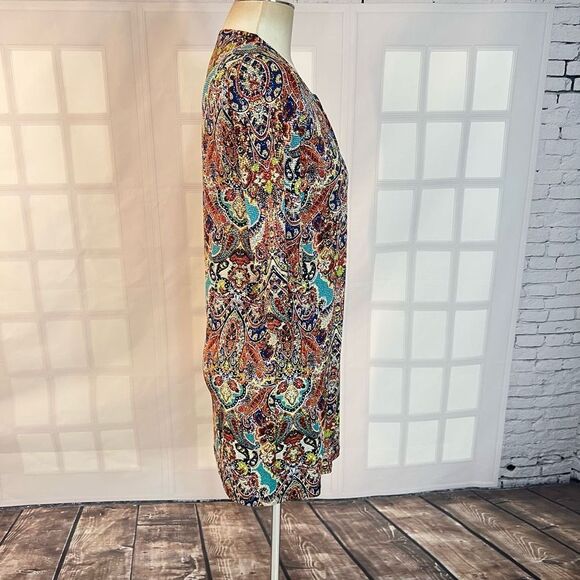 🔥5/25 sale🔥 Veronica M. Lace Up Long Sleeve Damask Print Mini Dress Size S - Picture 4 of 10